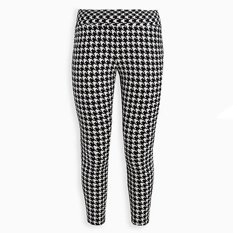 Plus Size Houndstooth Print Summer Spring Leggings Women