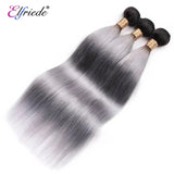 Elfriede 1BGrey Straight Ombre Colored Hair Bundles with