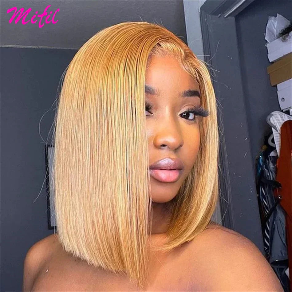 Highlight Short Bob Wig Bone Straight Chocolate Brown
