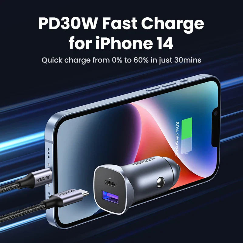 UGREEN 30W Car Charger USB Type C Fast