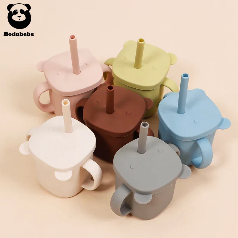 Modabebe Baby Feeding Cups Cute Animal Silicone Straw