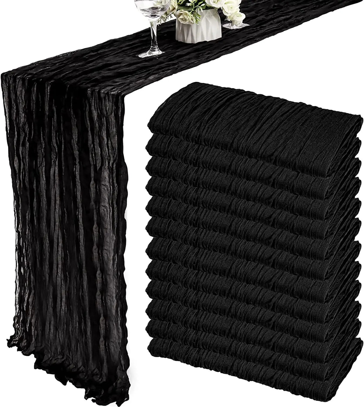 Crinkling Table runner gauze translucency doilies Holiday party