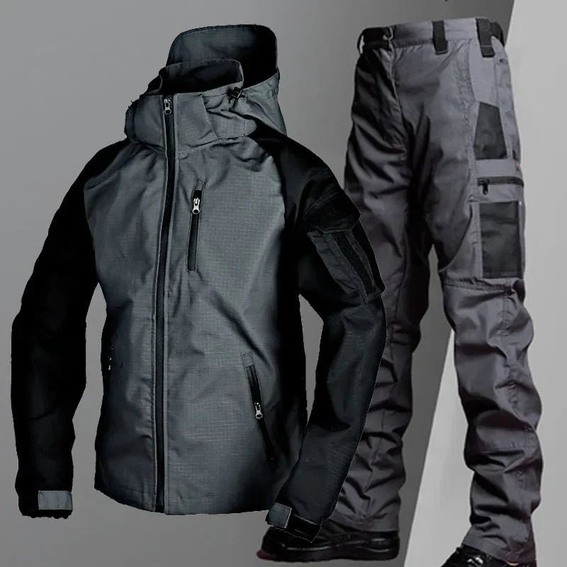 Men's Tactical Hooded Sets Outdoor Multiple Pockets Wear-resistant