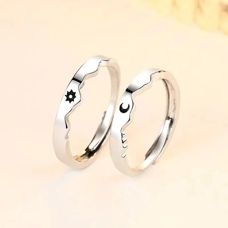 12pcs New Couple Ring Set Minimalist Zircon Moon