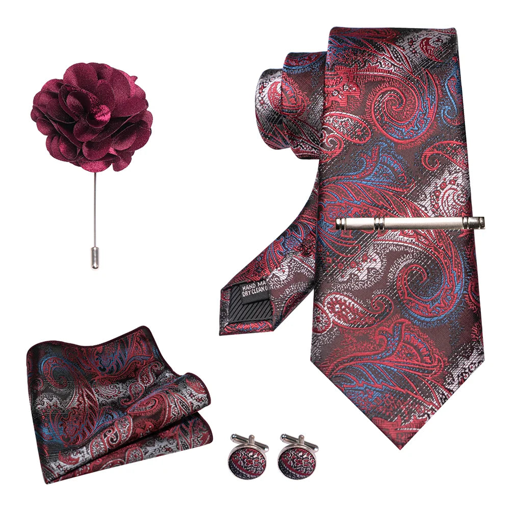 EASTEPIC 8 cm Red Blue Plaid Tie Paisley