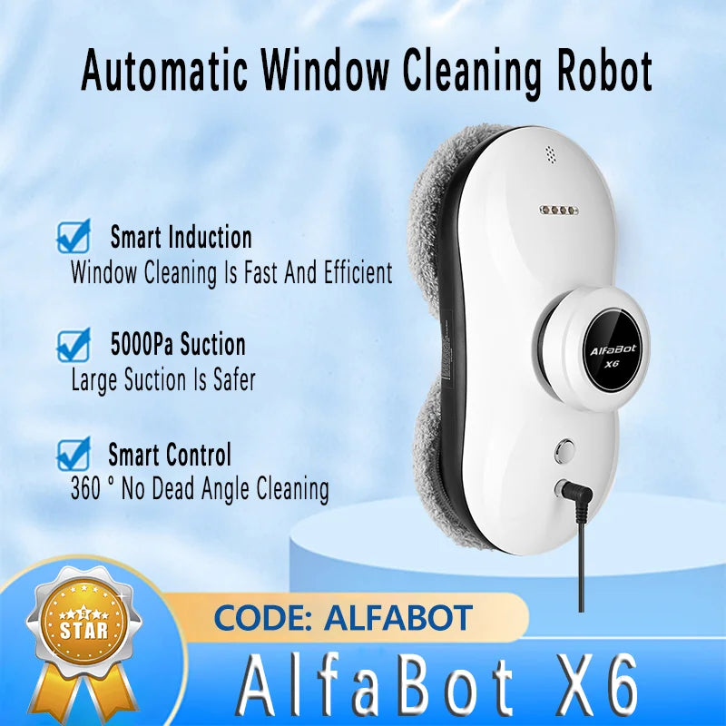 AlfaBot Window Cleaning Robot High Suction Electric Glass