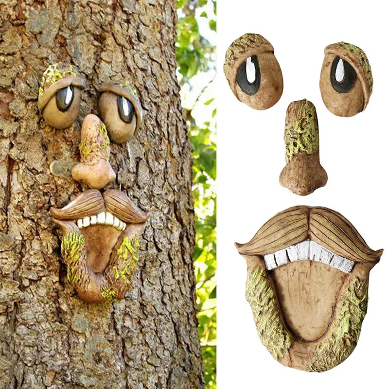 Funny Old Man Tree Face Sculpture Resin Ornament