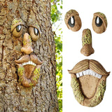 Funny Old Man Tree Face Sculpture Resin Ornament