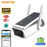 PEGATAH 4MP Wifi Solar Camera Wireless Battery Powered