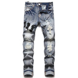 usa style Man's Jeans Five-pointed Star Torn Patches