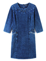 LIH HUA Women's Plus Size Denim Dress Autumn