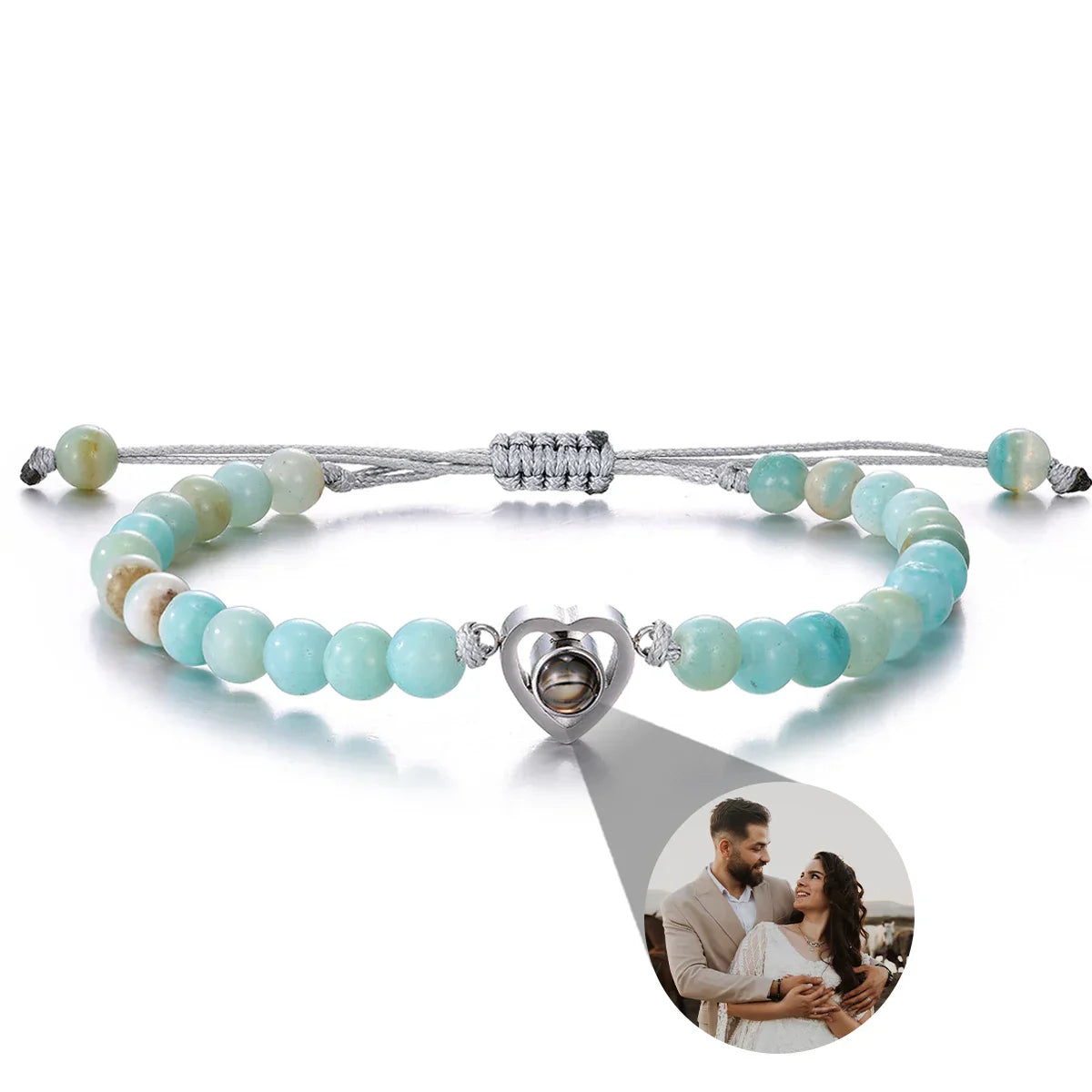 Custom Natural Stone Bracelet Personalized Photo Projection Bracelet