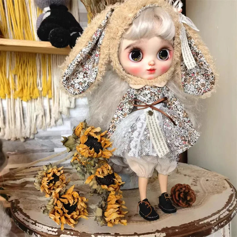 Handmade Doll Skirt Dress With Big Ear Rabbit