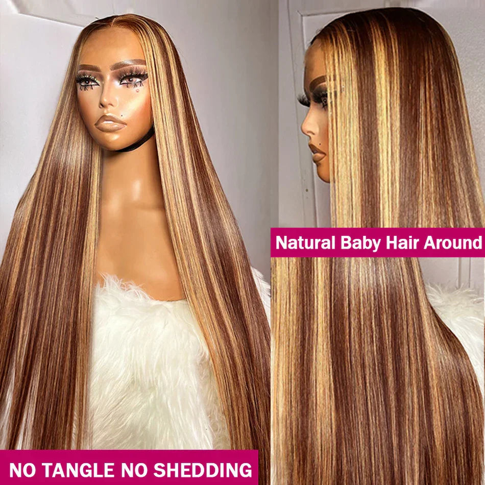 250% HD Highlight Bone Straight Lace Frontal Wig