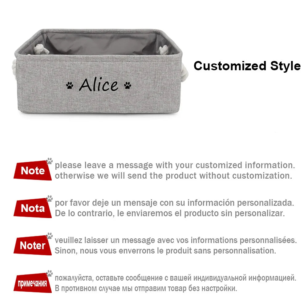 4pcs/set Customized Name Dog Clothes Storage Basket Pet