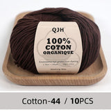 QJH 10PCS 100% Organic Cotton Yarn Pure/Mixed Color