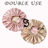 Ladies Satin Nightcap Solid Color Simple Drawstring Adjustable