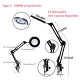 72LED 10X NEW Illuminated Magnifier USB 3 Colors
