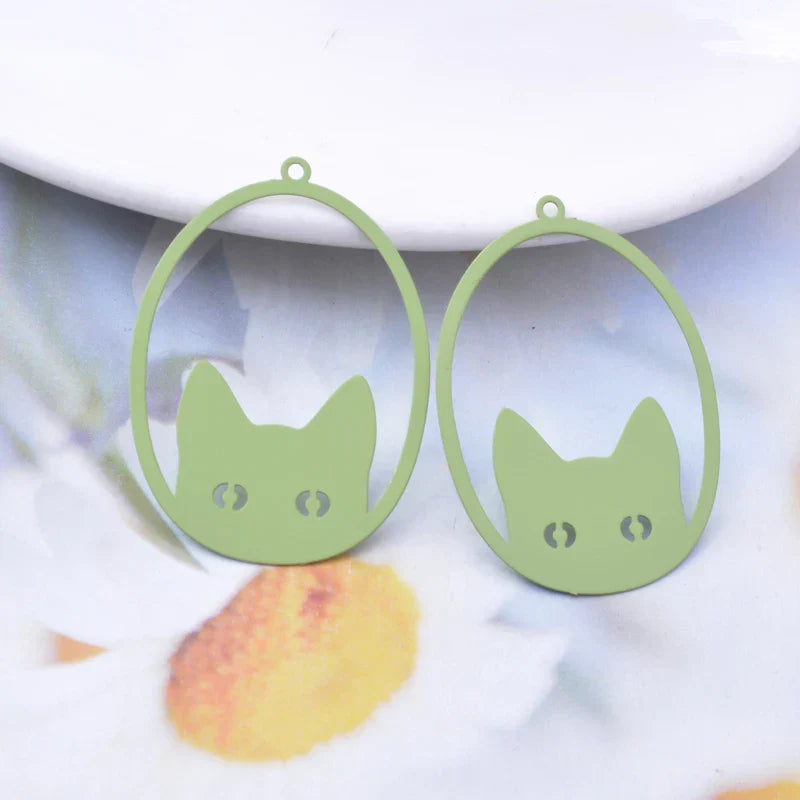 30pcs AD3485 Filigree ovalshaped Eyes Of Cat Charms