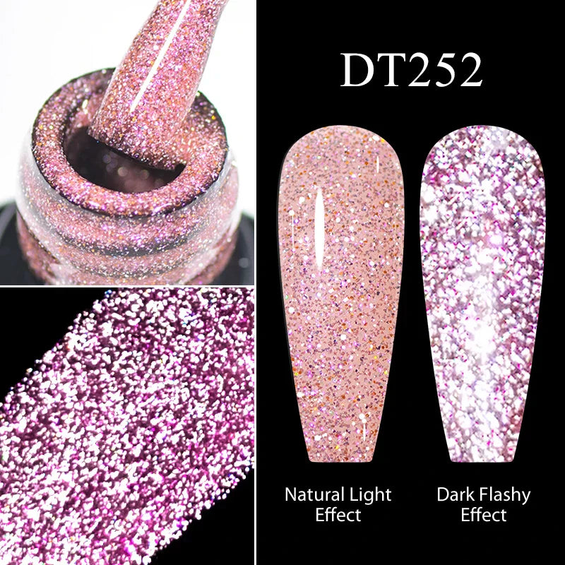 10Pcs Nude Glitter Gel Nail Polish Set Purple