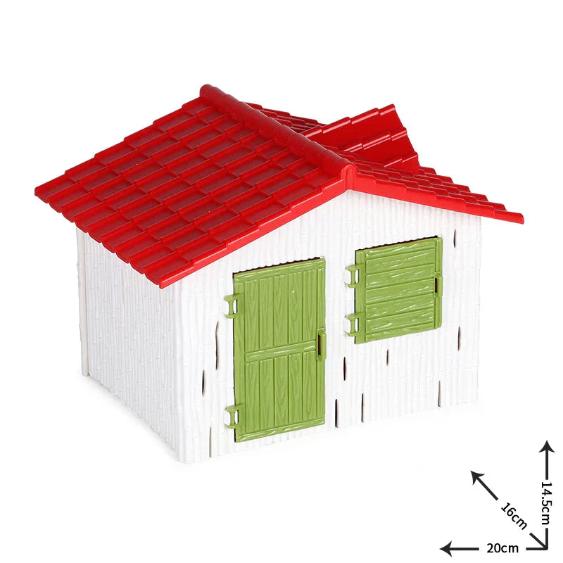 Oenux Farm House Model Action Figures Farmer Motorcycle