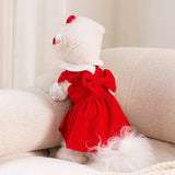 Dog Clothes Christmas Bow Pet Dress Luxury Puppy