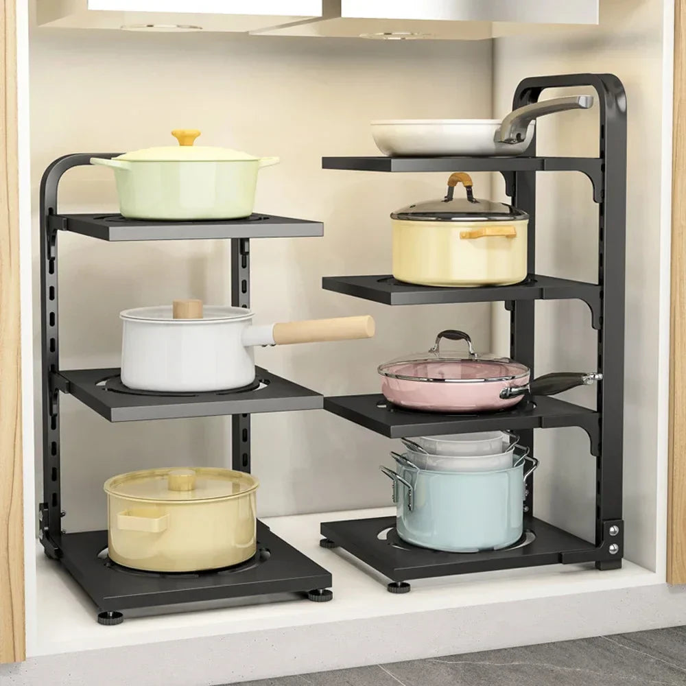 Kitchen Storage Rack,Adjustable Pot Storage Rack Under Cabinet,