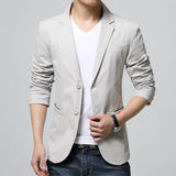 New Cotton Mens Casual Blazers Autumn Double Button