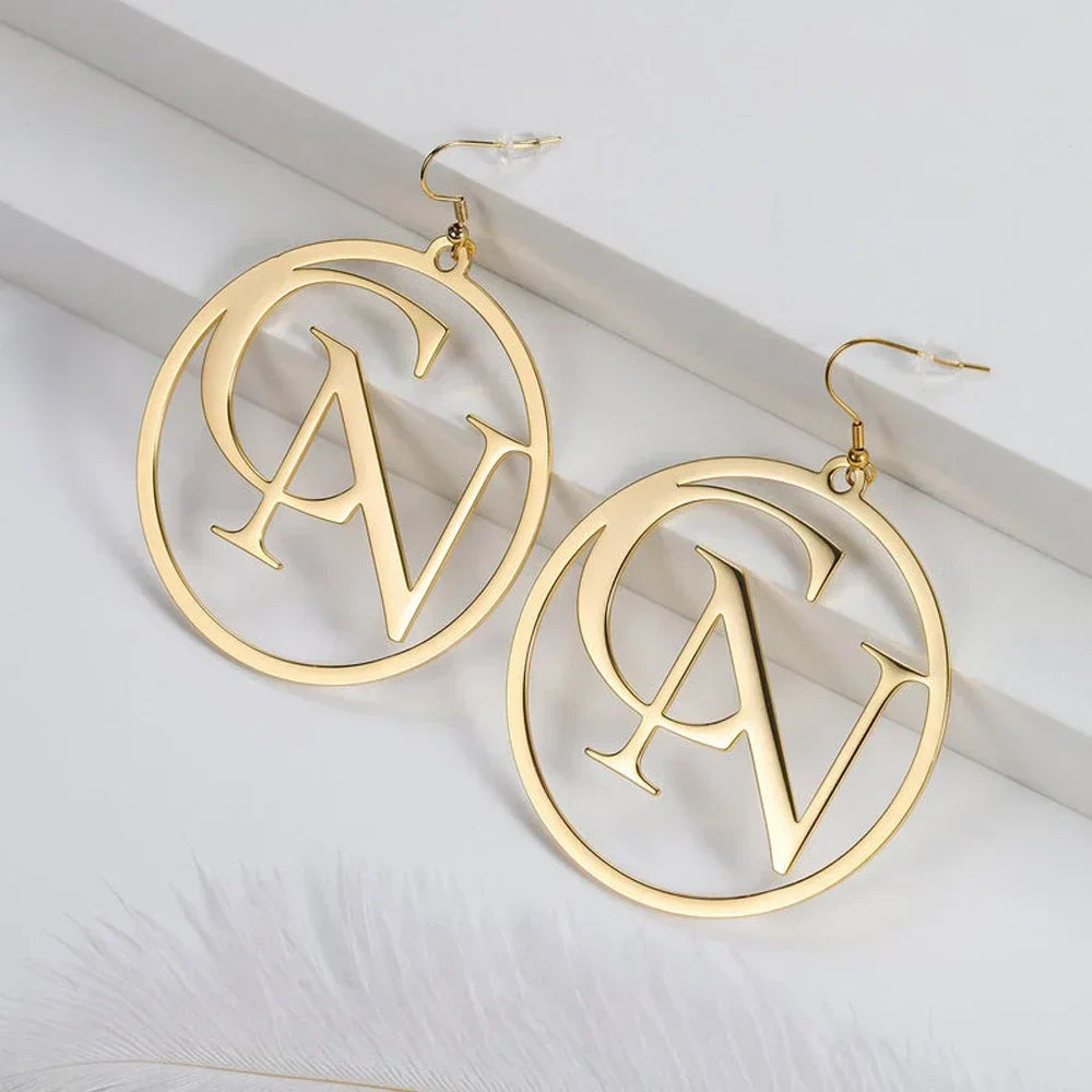 Personalized Hoop Earrings for Women Custom Name Initials