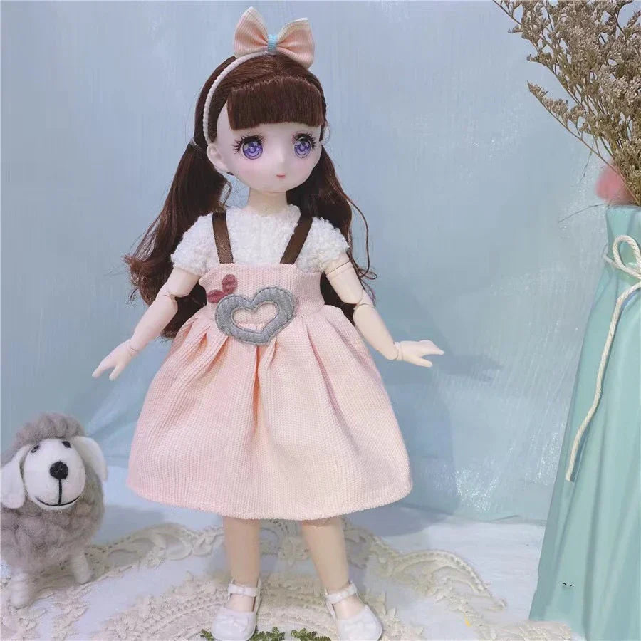 BJD Girl Dolls 30cm Kawaii Points Joint Movable