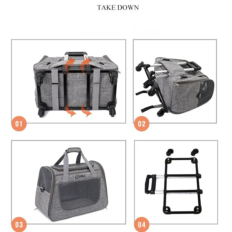 Outing Portable Breathable Puppy Carrier Pull Rod Box