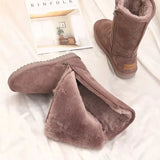 Women Suede Leather Warm Snow Boots 2022 Winter