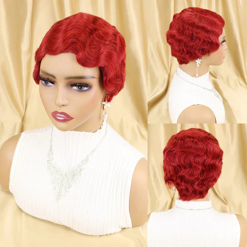 Short Finger Wave Wig Brazilian Human Hair Wig