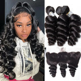 Loose Wave Hair Bundles with Frontals 13x4 Malaysian
