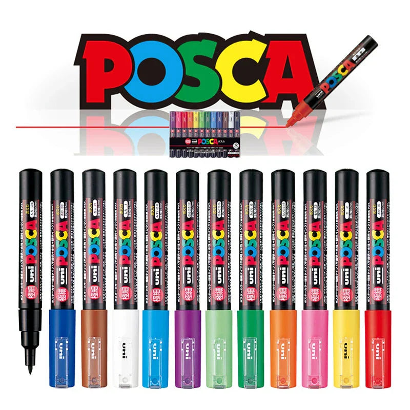 Uni Posca PC-1M 12 Colors Set Paint Markers,
