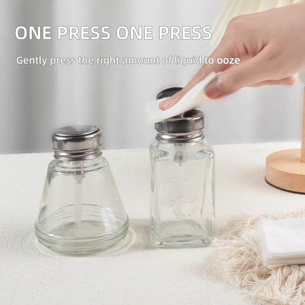 1Pcs 180ml Nail Refillable Glass Bottles Empty Press