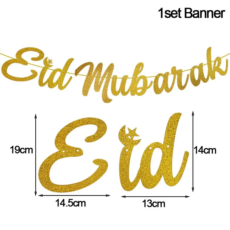 Gold Eid Mubarak Disposable Tableware Star Moon Gilded