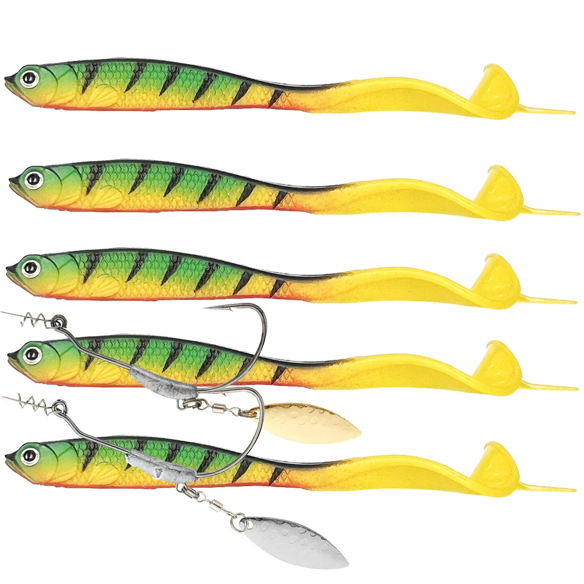 5Pcs lues 2pcs hooks Vigour Perch Fishing Lure