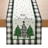 Linen Christmas Table Runner Snowman Xmas Tree Home