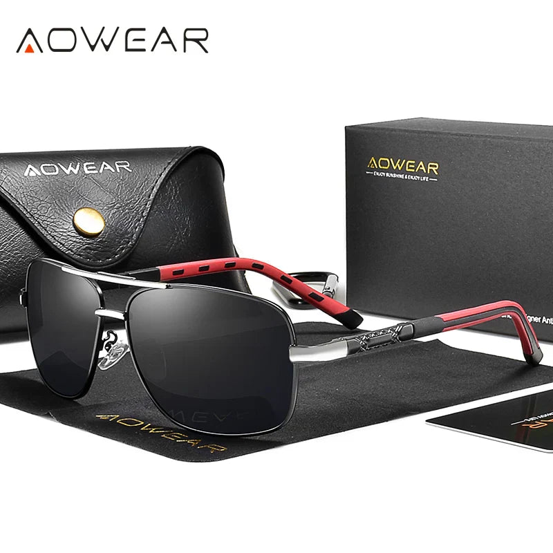 AOWEAR Men's Polarized Mirrored Sunglasses for Men Women