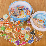 Wooden Magnetic Fishing Toys Baby Cartoon Marine Life