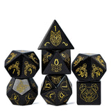 Cusdie 7Pcs Obsidian Dice DND Handmade 16mm D4-D20