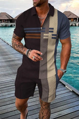 Summer Brand Tracksuit Solid Color Male Shorts Suit