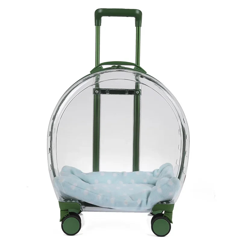 Pink Pet Carrier Trolley for Pet Travel Outdoor
