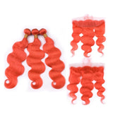 Elfriede #Orange Red Body Wave Colored Hair Bundles