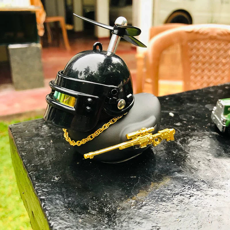 Broken Wind Rubber Duck With Helmet Pendant Duck
