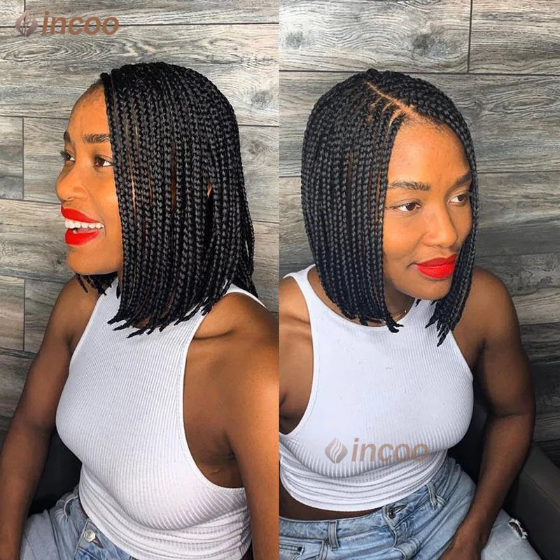 10" Short Braided Wigs Lace Front Wig Box