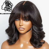 Body Wave Human Hair With Bangs 3x1.5 Lace