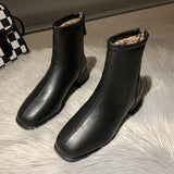 Plus Size 43 Square Toe Ankle Boots Women