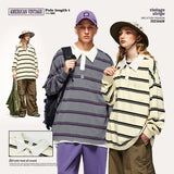 INFLATION Cityboy Striped Oversized Rugby T-Shirt Unisex Harajuku